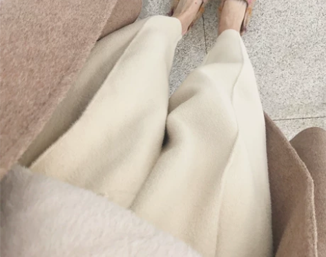 白色米色裤子休闲裤高腰毛呢哈伦裤女秋冬呢子...