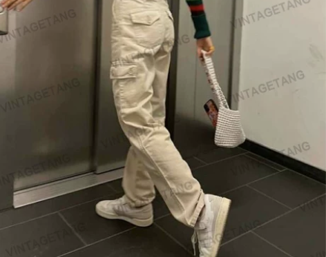 工装裤女欧美风2021新款女裤宽松垂感卡其...