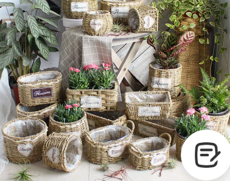 创意编织柳编草编藤编花盆插花花篮手工多肉盆...