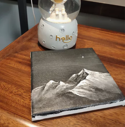 丙烯肌理画｜雪山 未装裱10cm*10cm...