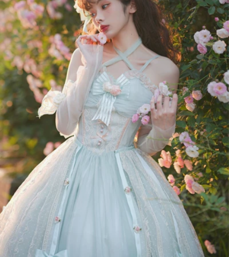 ?朝花夕拾lolita薄荷色jsk六件套+...
