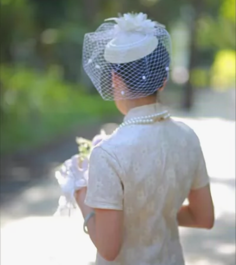 新娘网纱帽名媛旗袍配饰民国风面纱小礼帽女儿...