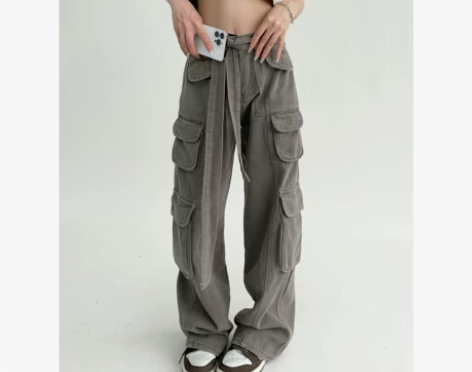 美式军绿色设计感重工工装长裤 感兴趣的话点...