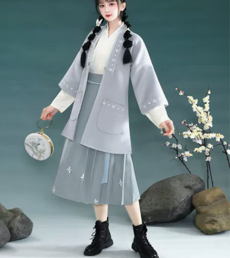霜月如梦霓裳原创日常汉服女绣花短褙子交领襦...