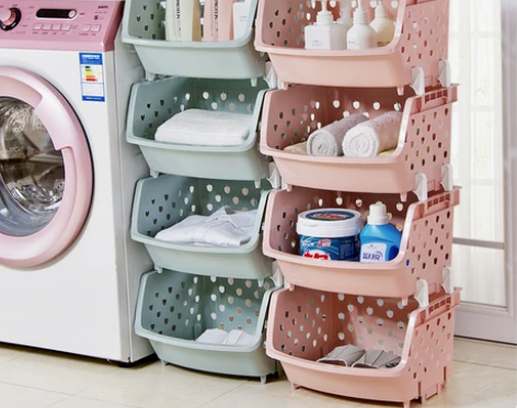 可叠加厨房收纳筐家用放蔬菜篮子玩具筐塑料收...