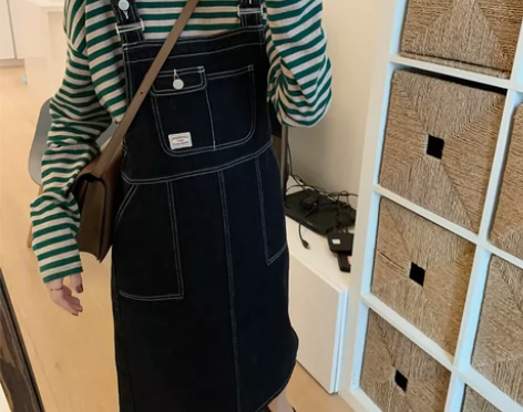 古着感背带裙2.0秋冬版续上!版型过分优秀...