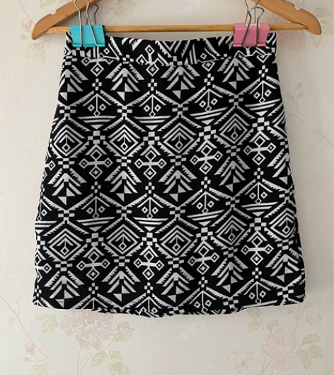 付邮送 黑色格纹民族风显瘦女士短裙A字裙 ...