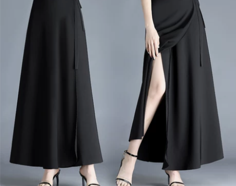 黑色一片式A字裙半身裙女长裙2021夏季新...