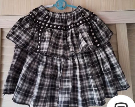 黑暗系黑白格子铆钉双层高腰蛋糕裙短裙百搭半...