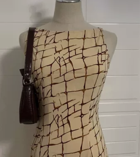 古着vintage港风一字肩削肩连衣裙 胸...