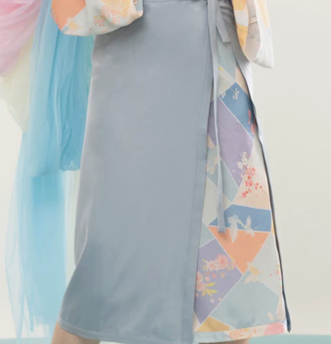 月笙朝歌 浅川 宋制一片式旋裙交领短衫印花...