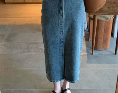 ZXYZ开叉水洗牛仔半身裙女韩版高腰显瘦百...