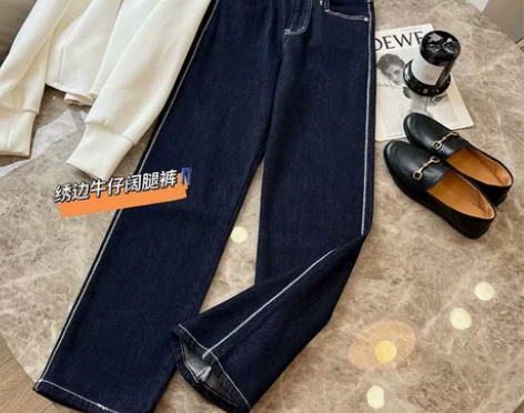 柔软好穿复古高腰阔腿裤直筒显瘦牛仔拖地裤 ...