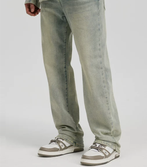 RASS黄泥染做旧牛仔裤