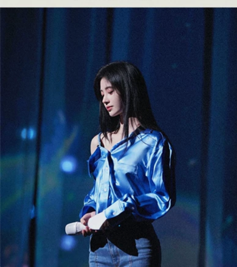 鞠婧祎同款拼接开叉喇叭裤女高腰修身弹力20...