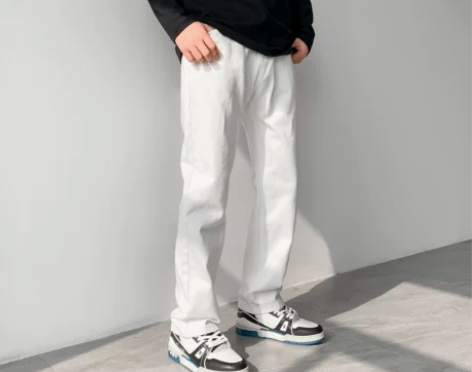 juewol纯白显瘦牛仔裤高街潮流长裤百搭...