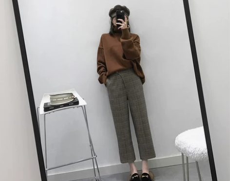 MUKOK新款休闲裤2017秋冬季高腰九分...