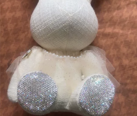 珊瑚绒镶钻发财兔大号网红兔公仔客厅陈列摆件...