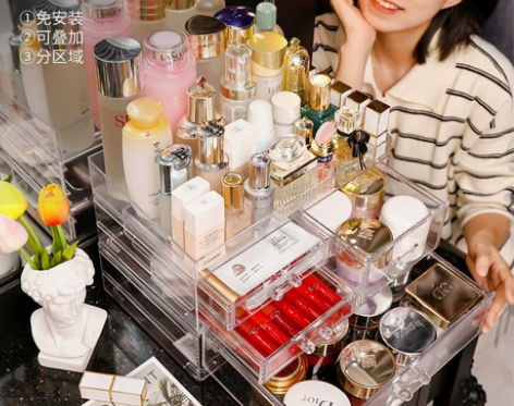 亚加丽加 包邮 超大号透明抽屉式化妆品收纳...