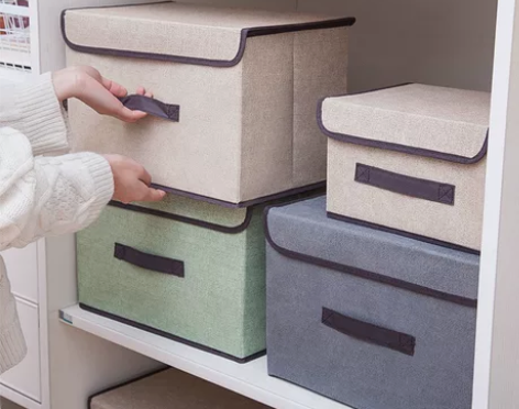 仿麻布艺收纳箱可折叠衣物杂物便携防尘收纳盒...