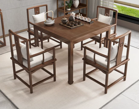 新中式实木八仙桌四方桌茶馆茶桌棋牌桌打牌原...