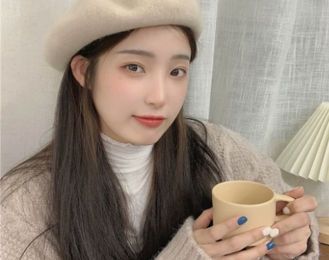 冬日的一抹温暖~奶茶色羊毛贝雷帽女日系甜美...