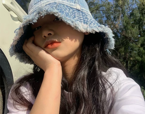 漏电男友家牛仔蓝色渔夫帽 破坏风 做旧 水...