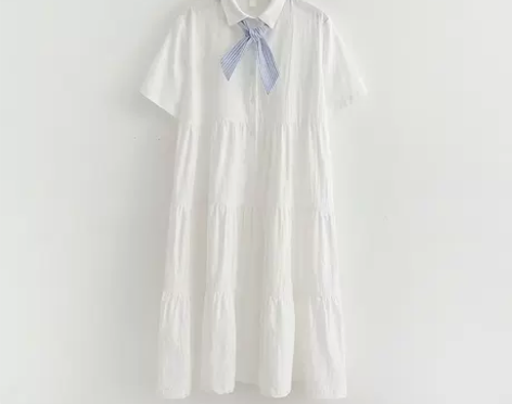 日系小白裙子夏学生森女小清新高腰甜美可爱宽...