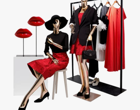 女装模特 服装店道具女金色银色电镀全身半身...