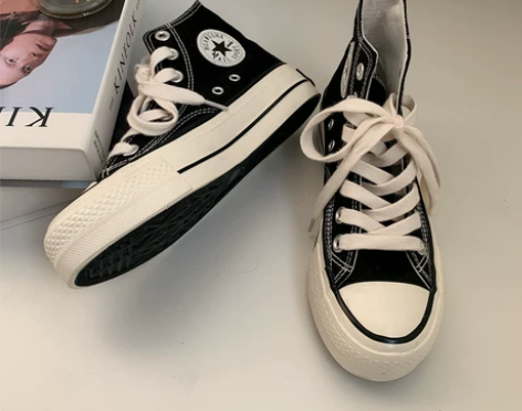 日版粉色紫色增高微厚底女鞋1970s高帮帆...