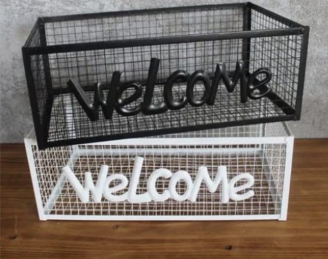 收纳篮北欧铁艺网格箱桌面杂物篮玩具收纳筐