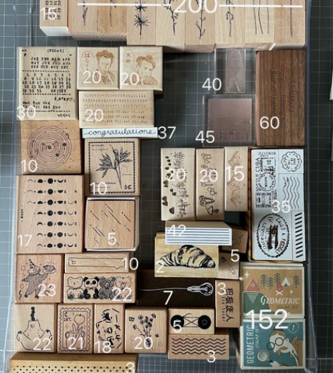 【出】手帐印章退坑包 用物花草植物印章4组...