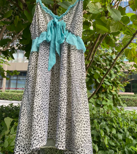 豹纹y2k性感风绑带吊带裙 古着商品不退不...