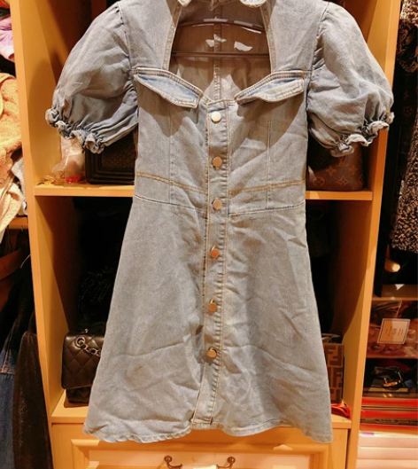 性感风牛仔连衣裙，穿一次，胸围84到98 ...