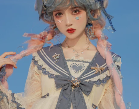 浅海星辰  九歌lolita 海军风JSK...