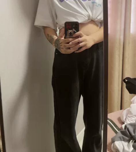 灰黑色直筒阔腿牛仔裤 巨巨巨显腿直的一条裤...