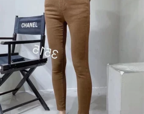 欧洲站冬新款高腰三扣字母刺绣紧身显瘦加绒白...