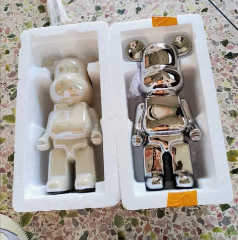 28cm高轻奢网红陶瓷电镀暴力熊摆件家居客...