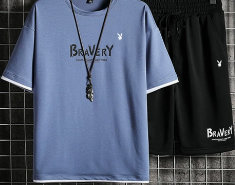 花花公子休闲运动套装男士夏季短裤短袖潮流衣...