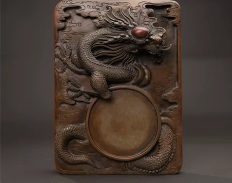 旧藏端砚“神龙遨游” 藏品天然取材，饱满大...