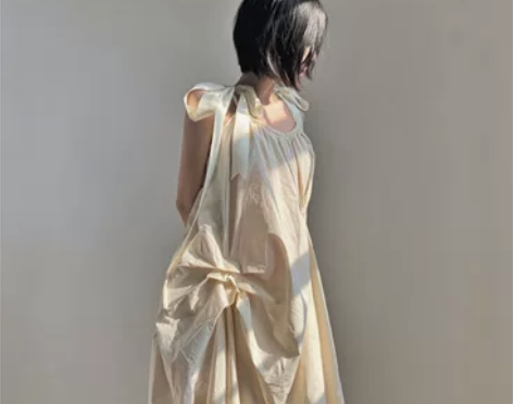 法式海边度假大码小众日式无袖仙女挂脖吊带裙...