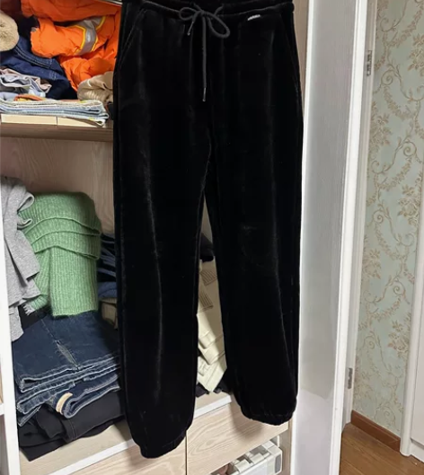 黑色加绒灯芯绒裤子，九新，超级厚实，实体购...