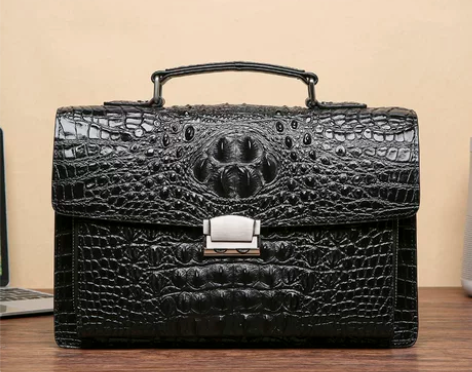 时尚新款鳄鱼纹皮包潮男小号公文包男士手提