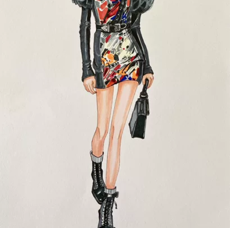 帮画服装设计效果图，代画服装画。款式图 风...