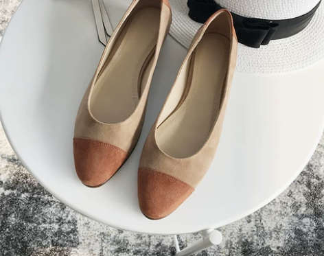 一力米灰2017春秋季单鞋女拼色圆头小香风...