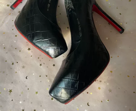 真皮单鞋石头纹欧美风超高跟防水台尖头单鞋闲...