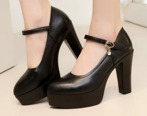 粗跟高跟防水台单鞋女银色模特旗袍走秀高跟鞋...