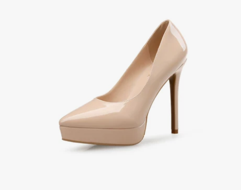 2019新款12厘米裸色超高跟单鞋女防水台...