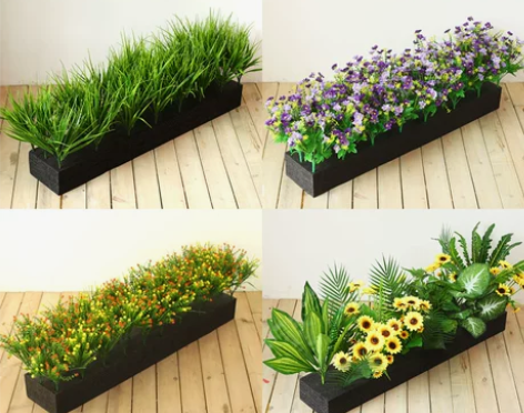 仿真假花绿植装饰花箱花槽售楼部餐厅隔断套装...