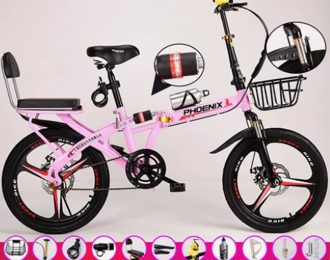 凤凰折叠自行车女式成年超轻变速便携轻便上班...